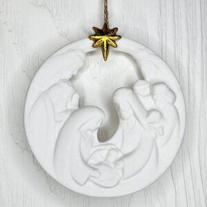 Wondershop Target Ceramic Nativity Christmas Tree Ornament White Gold Home Decor
